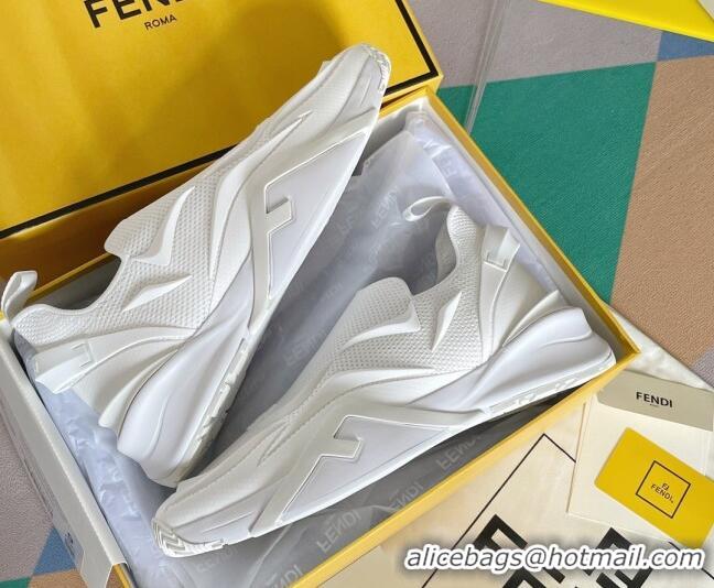 Popular Style Fendi Flow Mesh Running Sneakers White 520119