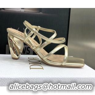 Duplicate Fendi Rhodes Lambskin Strap Heel Sandals 7.5cm Gold 2060171