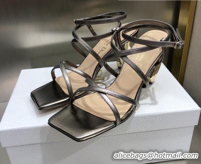 Low Price Fendi Rhodes Lambskin Strap Heel Sandals 7.5cm Grey 2060173