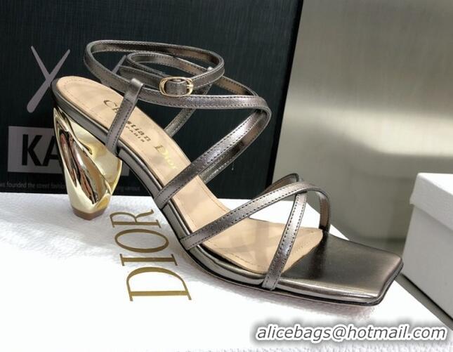 Low Price Fendi Rhodes Lambskin Strap Heel Sandals 7.5cm Grey 2060173