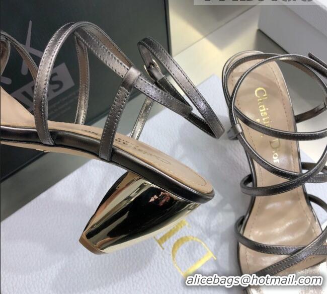 Low Price Fendi Rhodes Lambskin Strap Heel Sandals 7.5cm Grey 2060173