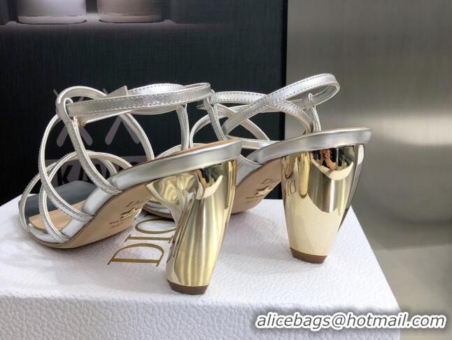 Original Cheap Fendi Rhodes Lambskin Strap Heel Sandals 7.5cm Silver 2060174