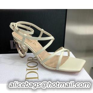 Discount Fendi Rhodes Lambskin Strap Heel Sandals 7.5cm White 2060175