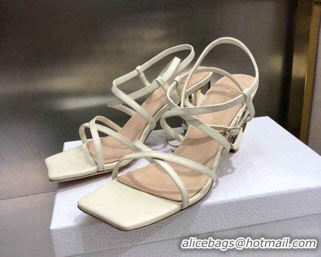 Discount Fendi Rhodes Lambskin Strap Heel Sandals 7.5cm White 2060175