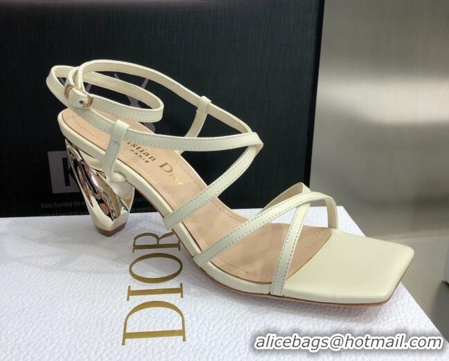 Discount Fendi Rhodes Lambskin Strap Heel Sandals 7.5cm White 2060175