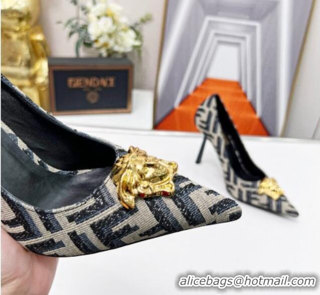 Luxury Cheap Versace x Fendi Fendace FF Fabric Pumps 11cm Grey 062164