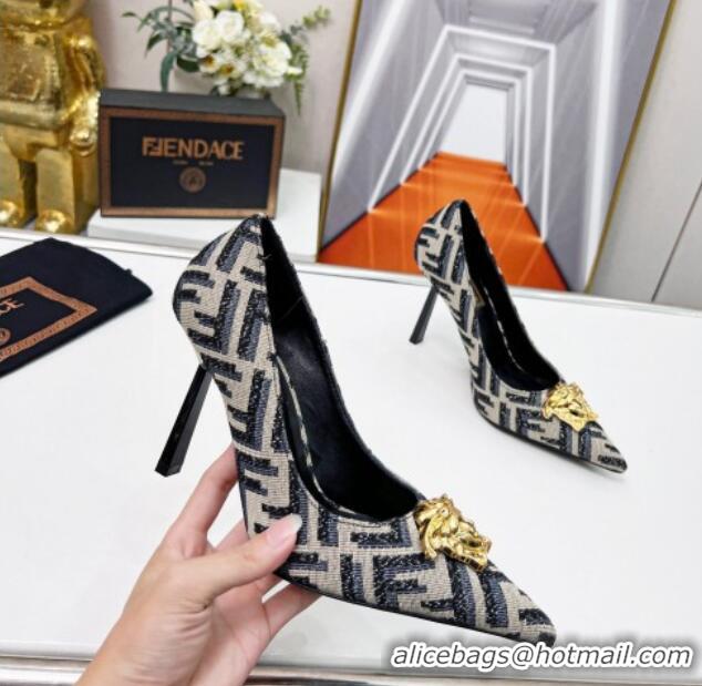 Luxury Cheap Versace x Fendi Fendace FF Fabric Pumps 11cm Grey 062164