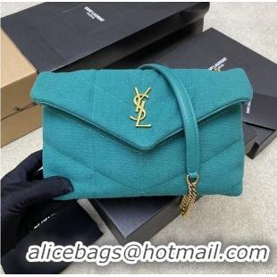 Good Taste SAINT LAURENT PUFFER CHAIN BAG IN DENIM AND SMOOTH LEATHER 320333 Lake blue