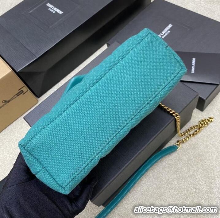 Good Taste SAINT LAURENT PUFFER CHAIN BAG IN DENIM AND SMOOTH LEATHER 320333 Lake blue