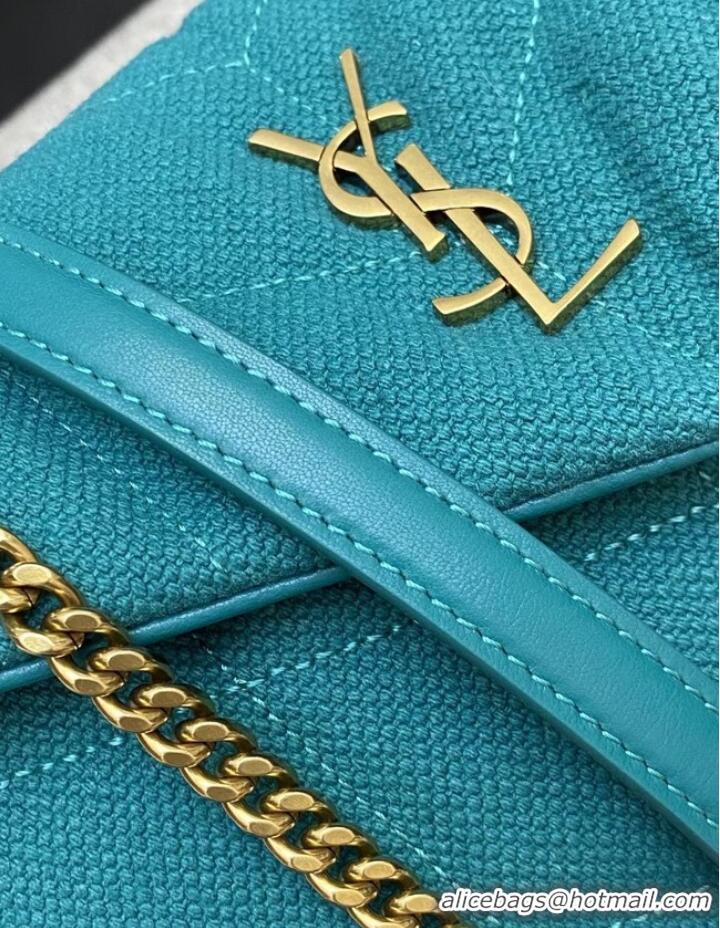 Good Taste SAINT LAURENT PUFFER CHAIN BAG IN DENIM AND SMOOTH LEATHER 320333 Lake blue