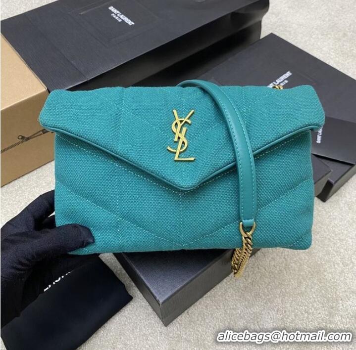 Good Taste SAINT LAURENT PUFFER CHAIN BAG IN DENIM AND SMOOTH LEATHER 320333 Lake blue