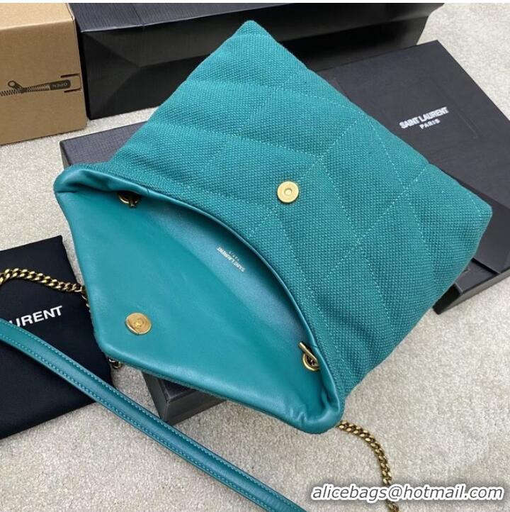 Good Taste SAINT LAURENT PUFFER CHAIN BAG IN DENIM AND SMOOTH LEATHER 320333 Lake blue