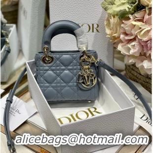 Good Looking MICRO DIORAMOUR LADY DIOR BAG S08568 Gray & Gold-Tone Metal