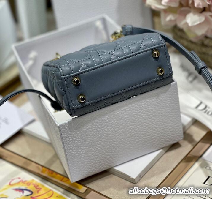 Good Looking MICRO DIORAMOUR LADY DIOR BAG S08568 Gray & Gold-Tone Metal