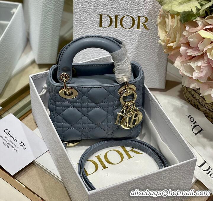 Good Looking MICRO DIORAMOUR LADY DIOR BAG S08568 Gray & Gold-Tone Metal