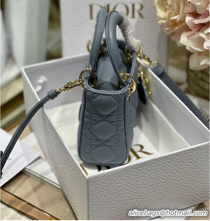 Good Looking MICRO DIORAMOUR LADY DIOR BAG S08568 Gray & Gold-Tone Metal