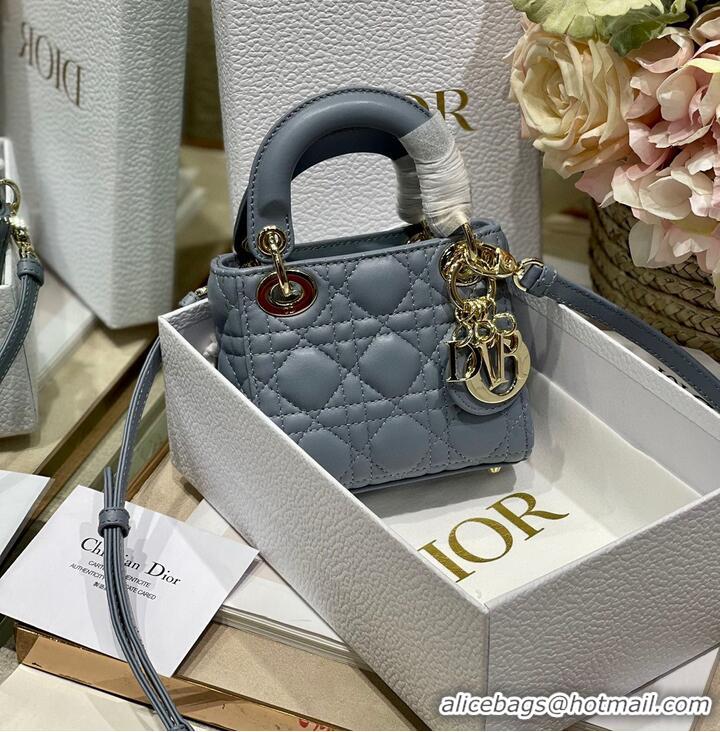 Good Looking MICRO DIORAMOUR LADY DIOR BAG S08568 Gray & Gold-Tone Metal