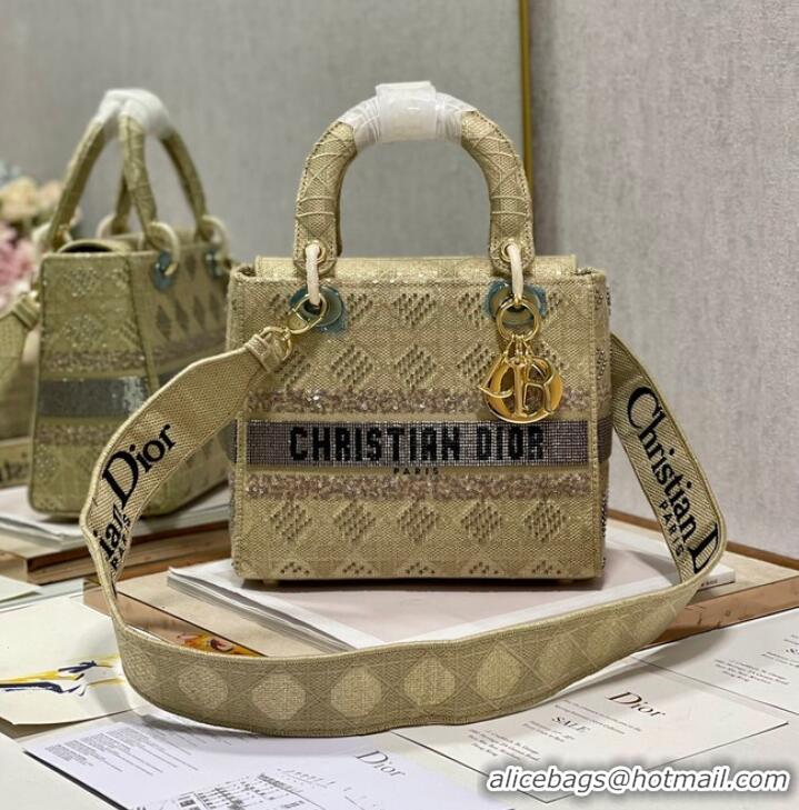 Top Quality MEDIUM LADY DIOR BAG M0565O Cream