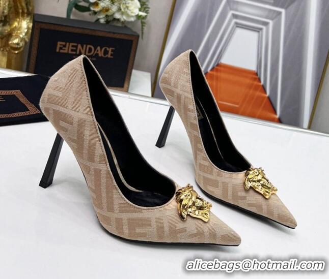 Original Cheap Versace x Fendi Fendace FF Fabric Pumps 11cm Beige 062165