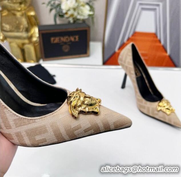 Original Cheap Versace x Fendi Fendace FF Fabric Pumps 11cm Beige 062165