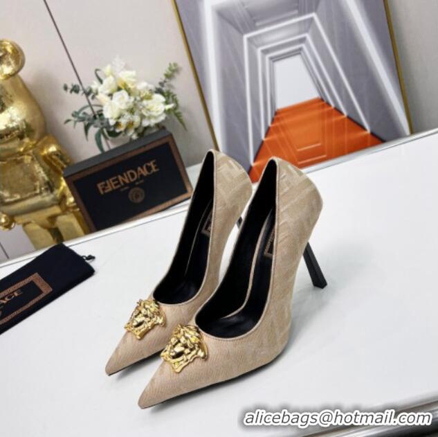 Original Cheap Versace x Fendi Fendace FF Fabric Pumps 11cm Beige 062165