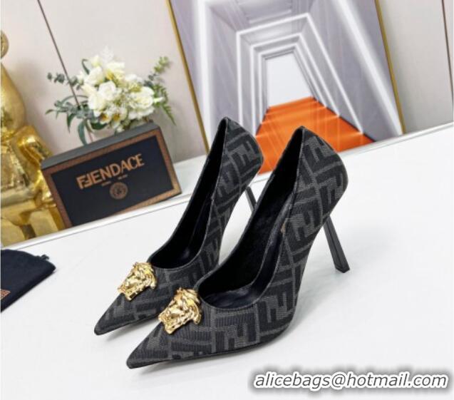 Grade Versace x Fendi Fendace FF Fabric Pumps 11cm 062165 Grey 