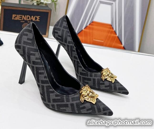 Grade Versace x Fendi Fendace FF Fabric Pumps 11cm 062165 Grey 