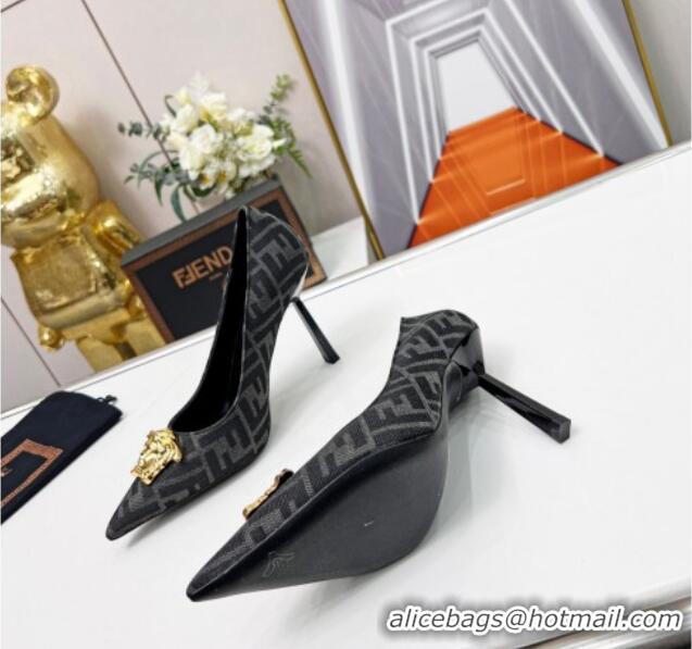 Grade Versace x Fendi Fendace FF Fabric Pumps 11cm 062165 Grey 