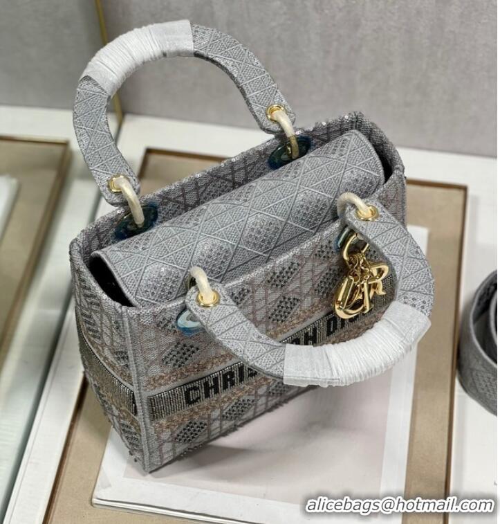 Unique Style MEDIUM LADY DIOR BAG M0565O gray