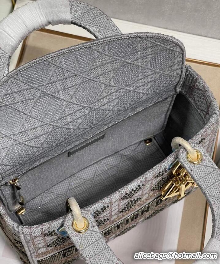 Unique Style MEDIUM LADY DIOR BAG M0565O gray