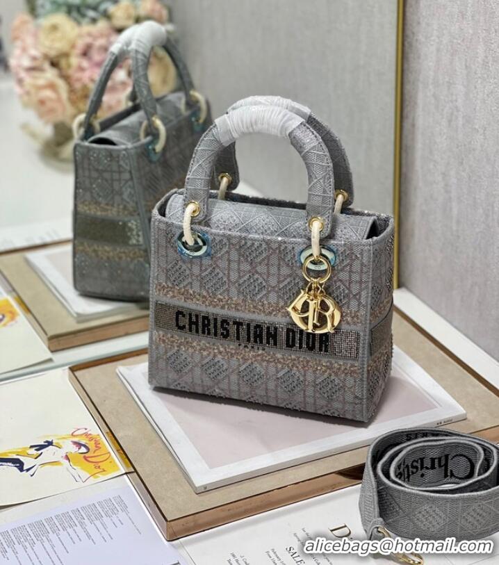 Unique Style MEDIUM LADY DIOR BAG M0565O gray