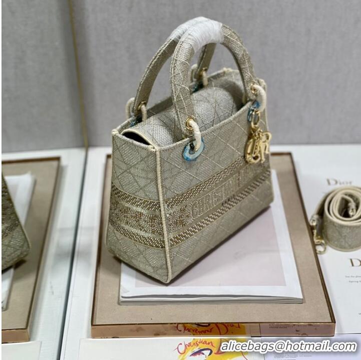 Buy Inexpensive MEDIUM LADY DIOR BAG M0565O light gray