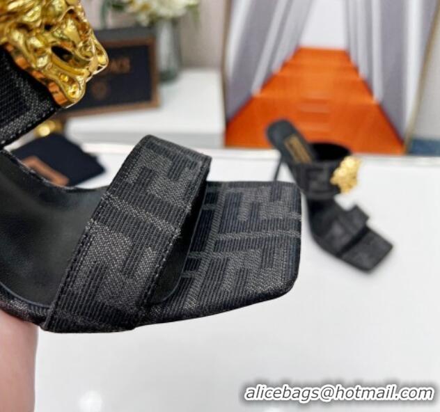 Top Grade Versace x Fendi Fendace FF Fabric Slide Sandals 11cm Grey 062174