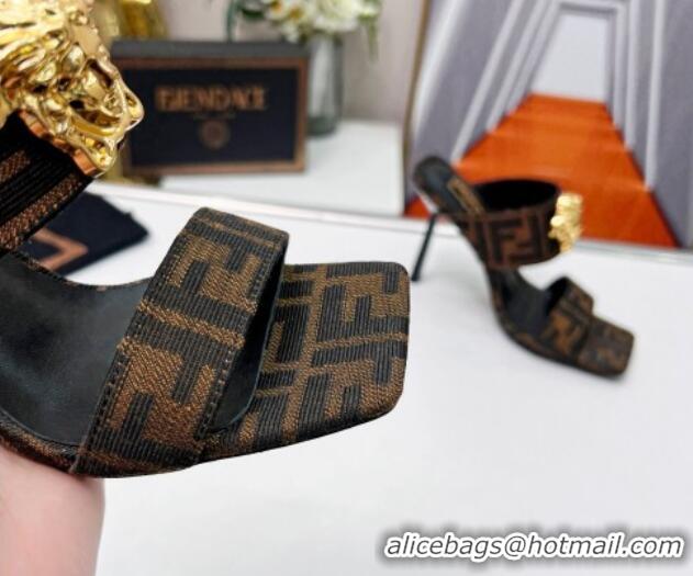 Unique Style Versace x Fendi Fendace FF Fabric Slide Sandals 11cm Brown 062176