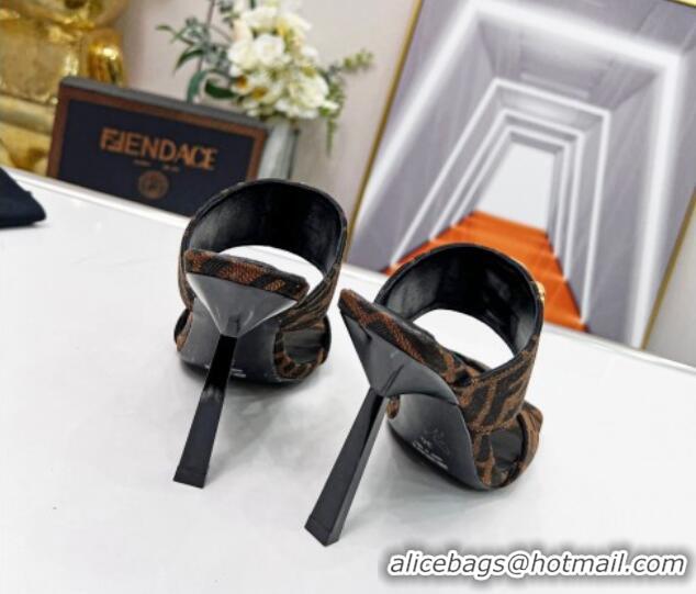 Unique Style Versace x Fendi Fendace FF Fabric Slide Sandals 11cm Brown 062176