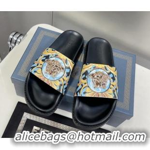 Low Price Versace x Fendi Fendace Flat Slide Sandals Blue 062179