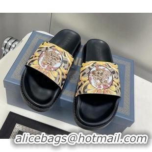 Good Quality Versace x Fendi Fendace Flat Slide Sandals Coffee 062180