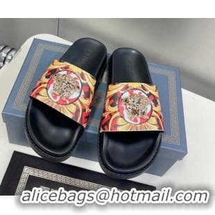 Top Design Versace x Fendi Fendace Flat Slide Sandals Red 062181