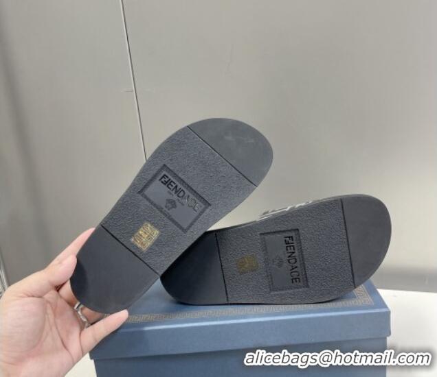 Good Looking Versace x Fendi Fendace Flat Slide Sandals Grey 062182