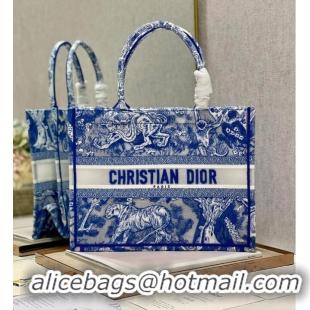 Promotional MEDIUM DIOR BOOK TOTE Fluorescent Blue Toile de Jouy Reverse Embroidery M1296ZROC