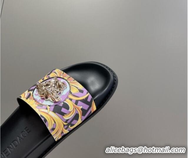 Cheap Price Versace x Fendi Fendace Flat Slide Sandals Purple 062183