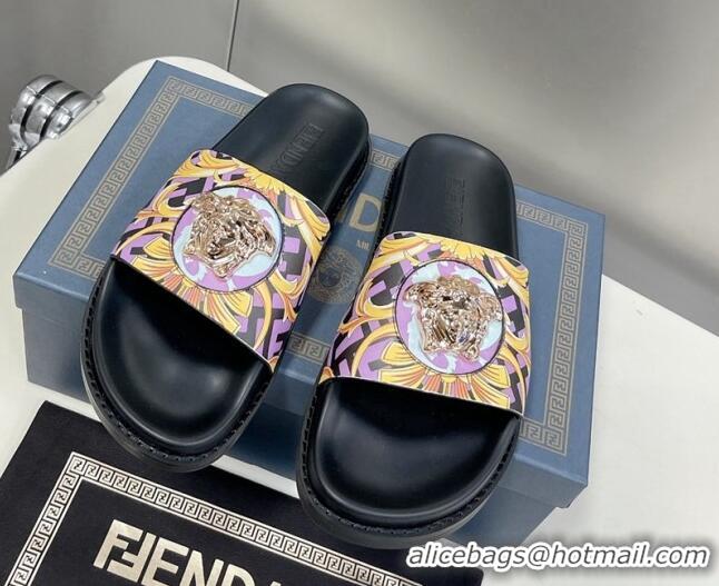 Cheap Price Versace x Fendi Fendace Flat Slide Sandals Purple 062183