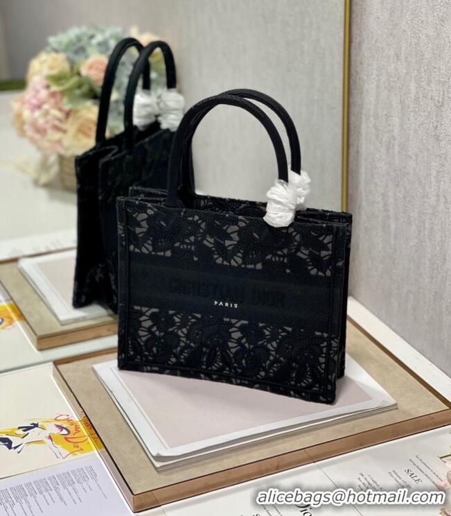 Top Quality SMALL DIOR BOOK TOTE Embroidery M1265ZRGO black