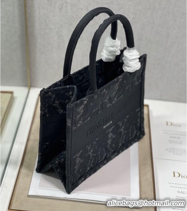 Top Quality SMALL DIOR BOOK TOTE Embroidery M1265ZRGO black