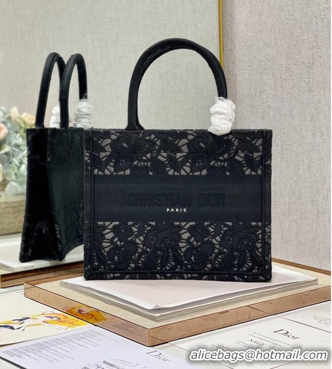 Top Quality SMALL DIOR BOOK TOTE Embroidery M1265ZRGO black