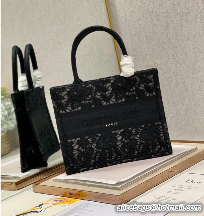 Top Quality SMALL DIOR BOOK TOTE Embroidery M1265ZRGO black