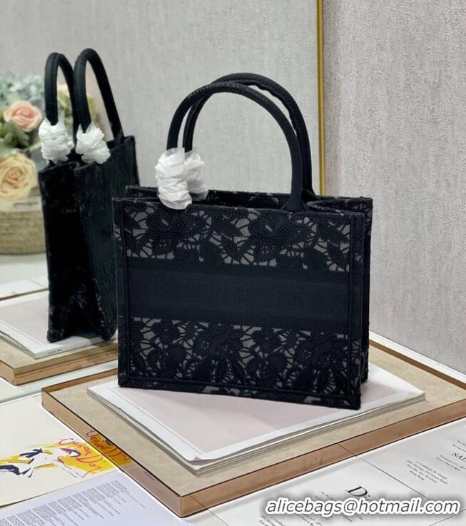 Top Quality SMALL DIOR BOOK TOTE Embroidery M1265ZRGO black