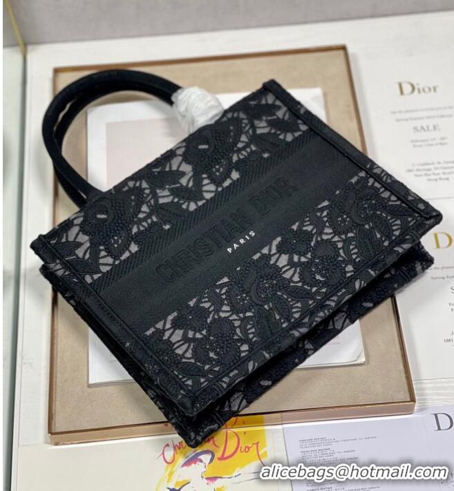 Top Quality SMALL DIOR BOOK TOTE Embroidery M1265ZRGO black