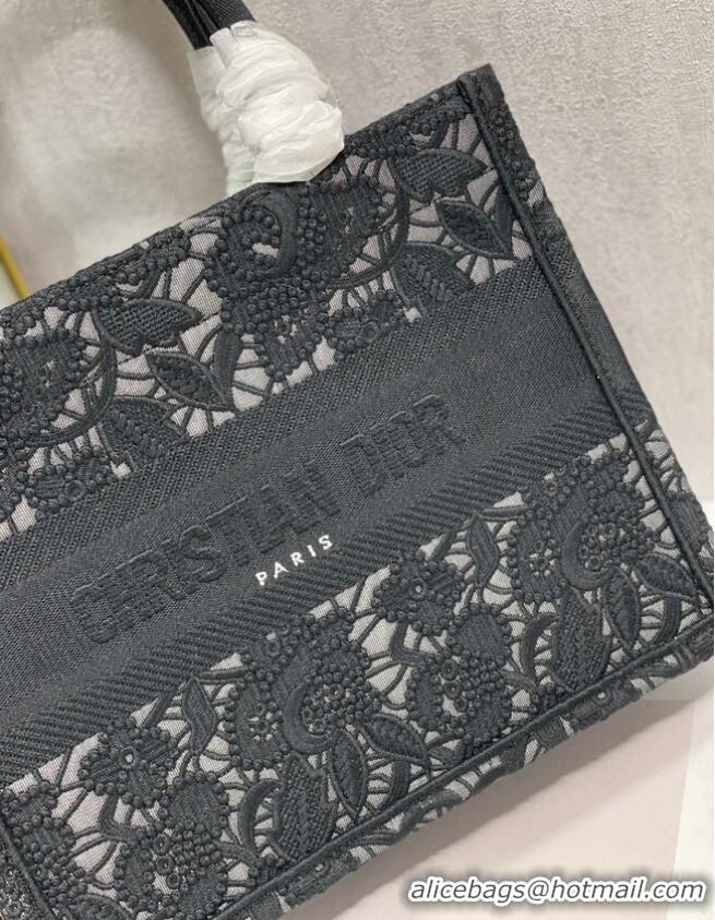 Top Quality SMALL DIOR BOOK TOTE Embroidery M1265ZRGO black