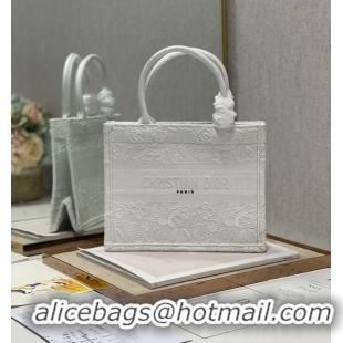 Top Grade SMALL DIOR BOOK TOTE Embroidery M1265ZRGO white